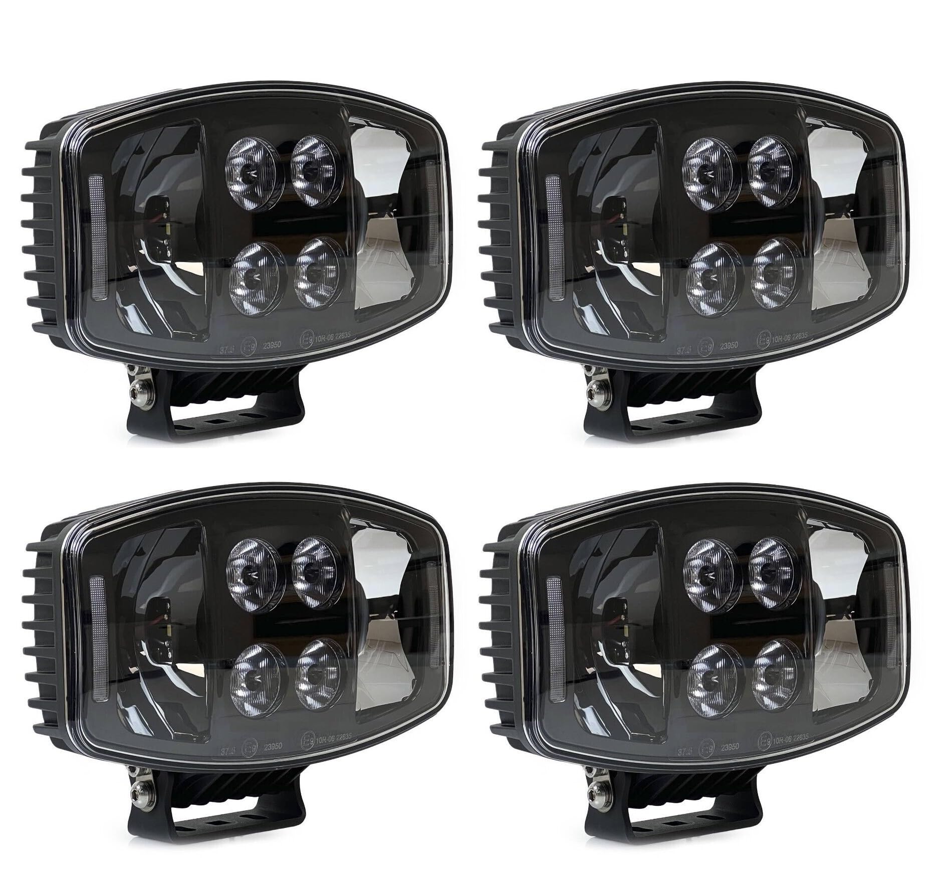 4 x 25 cm LED Jumbo przeciwmgielne światło punktowe i bursztynowe DRL do ciągnika ciężarowego wywrotki 12 V 24 V E9
