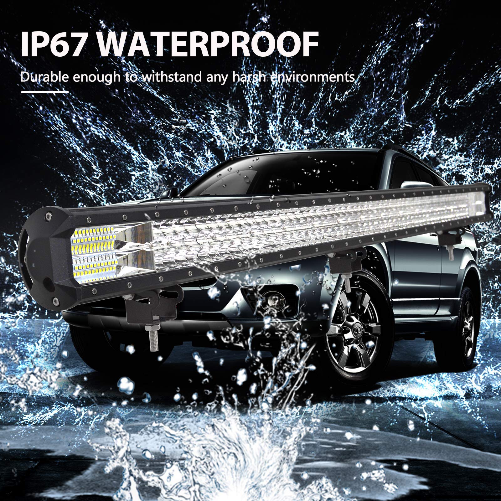 PICAA Barra Led Tres Fila 45 pulgadas 114CM 612W Barra de luz LED 12V Barra de luces LED Barra con Cable de luz de trabajo LED para SUV Offroad ATV UTV Tractor 4x4 coche auto