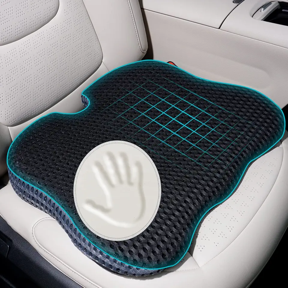 GSPSCN Almofada de assento de carro com espuma viscoelástica para elevação, almofada de assento do motorista para aliviar a dor ciática e no cóccix nas costas em cadeiras de escritório, assento de carro, assento de caminhão, cadeira de rodas, mesa de computador