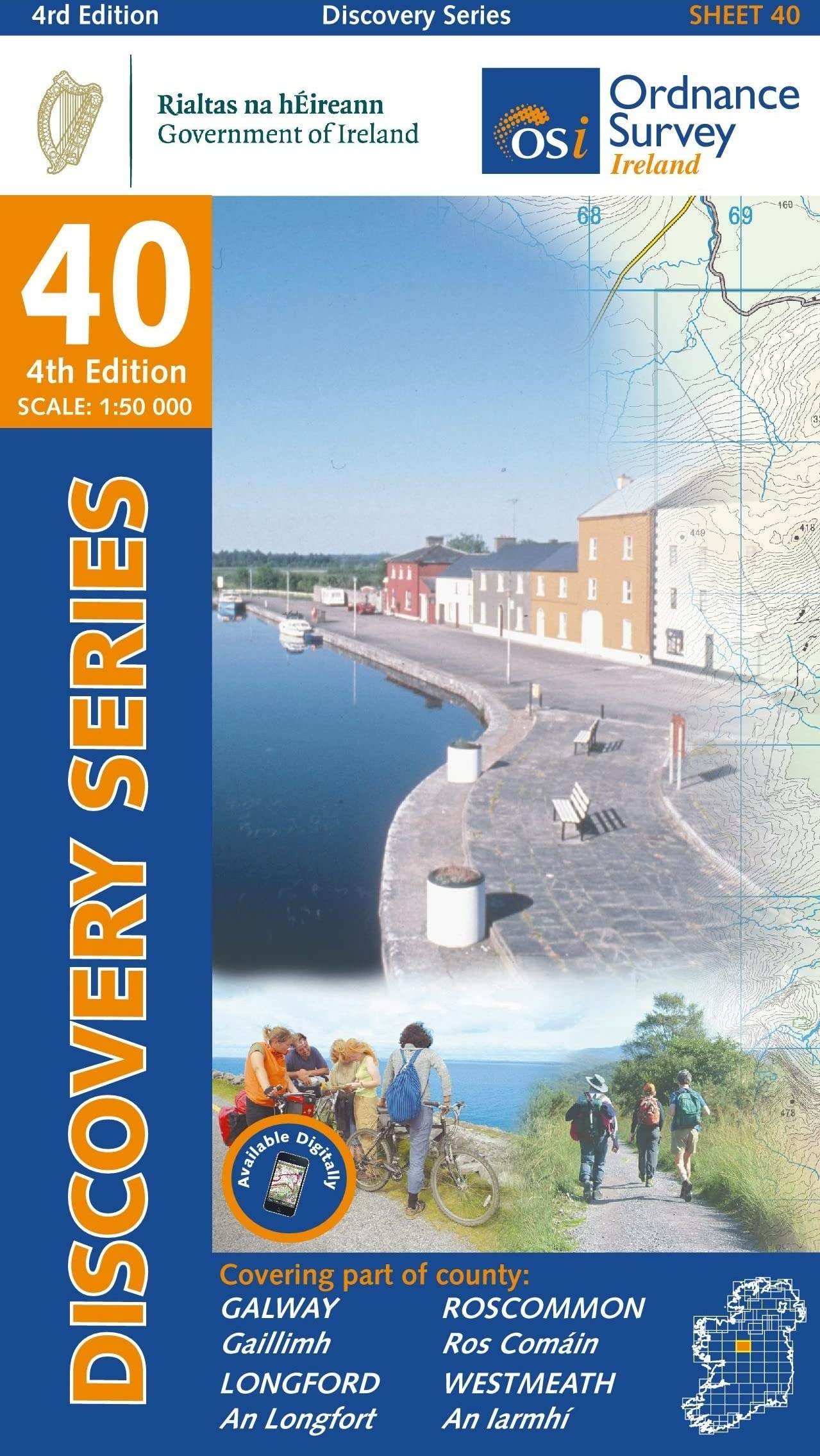 County Galway, Longford, Roscommon & Westmeath Map | Ordnance Survey Ireland | OSI Discovery Series 40 | Ireland | Walks | Hiking | Maps | Adventure
