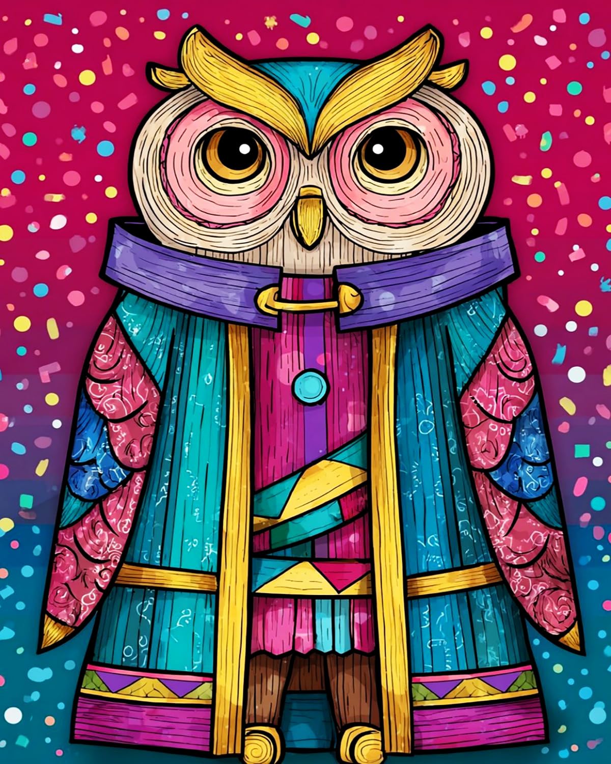 Liubaishi Multicolour Paint By Numbers Kit For Adults, Colourful Owl, 40X50 Cm, Acrylic On Canvas