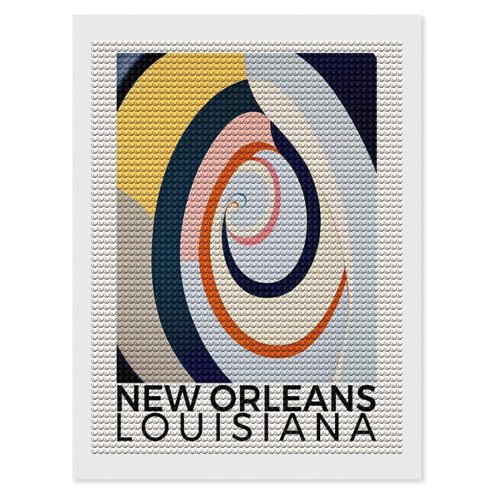 Junmoney New Orleans Louisiana Diamond Painting Canvas Set 12"x16", Full Kit Included, Calming Craft to Unwind, Farmhouse Decor, Christmas Gift