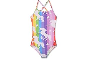 Girls Sparkle Swimsuits One Piece Cross-Back 7-8