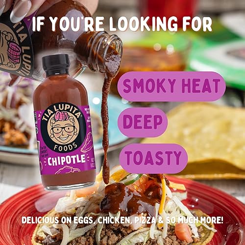 Miniatura 3 de Tia Lupita Chipotle - Salsa picante de 8 onzas (paquete de 2) especias medianas con sabor dulce ahumado, sin gluten, sin OMG, sin azúcar, baja en