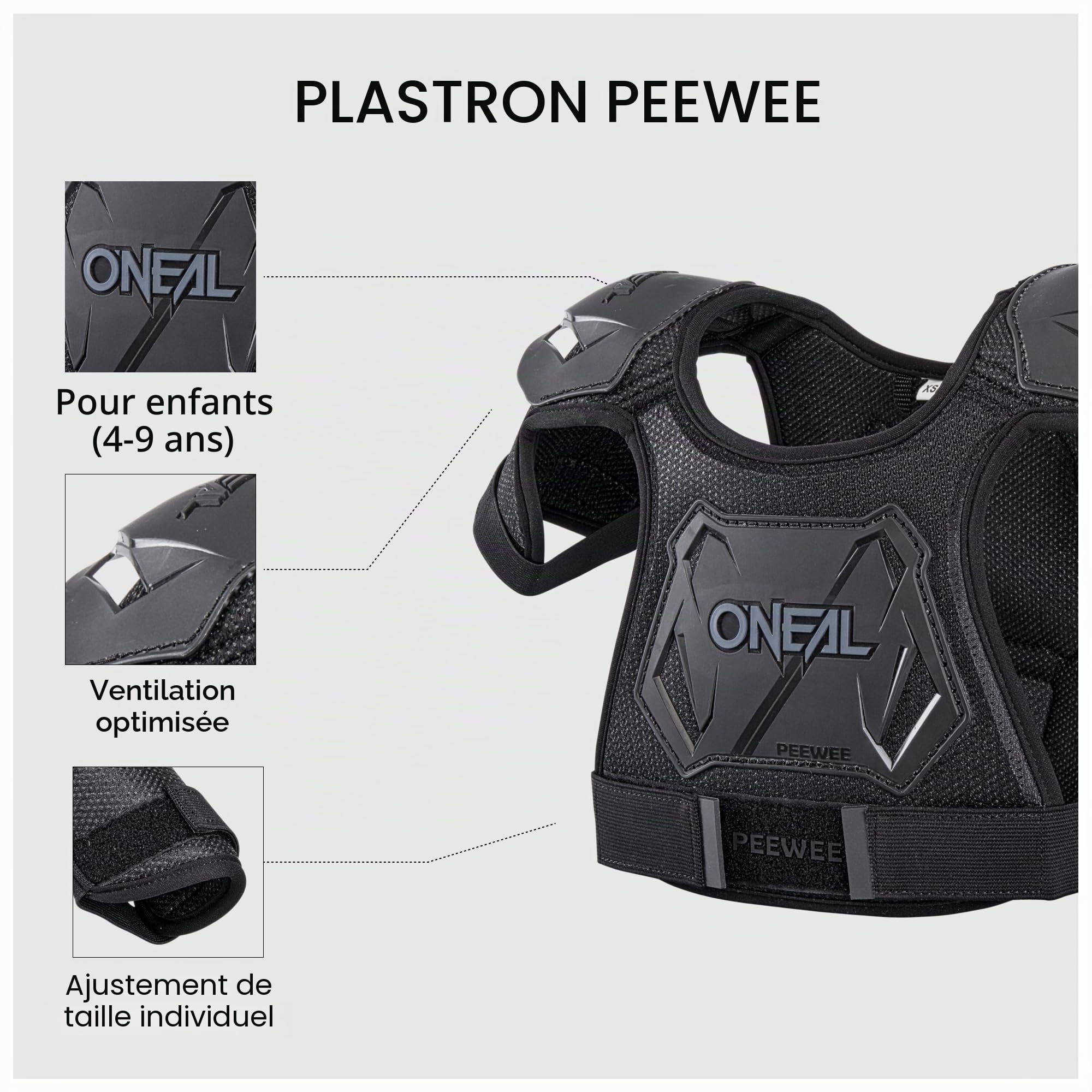O'NEAL Protection de la poitrine Pee Wee Enfants Motocross Enduro Maille mousse perforante Noir Blanc Taille XS/S 4-9 ans