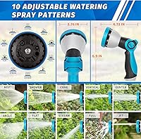 Vista 2 de AUTOMAN Boquilla de manguera de jardín - 10 patrones de pulverización ajustables, control de flujo con pulgar, boquilla de rociado de manguera