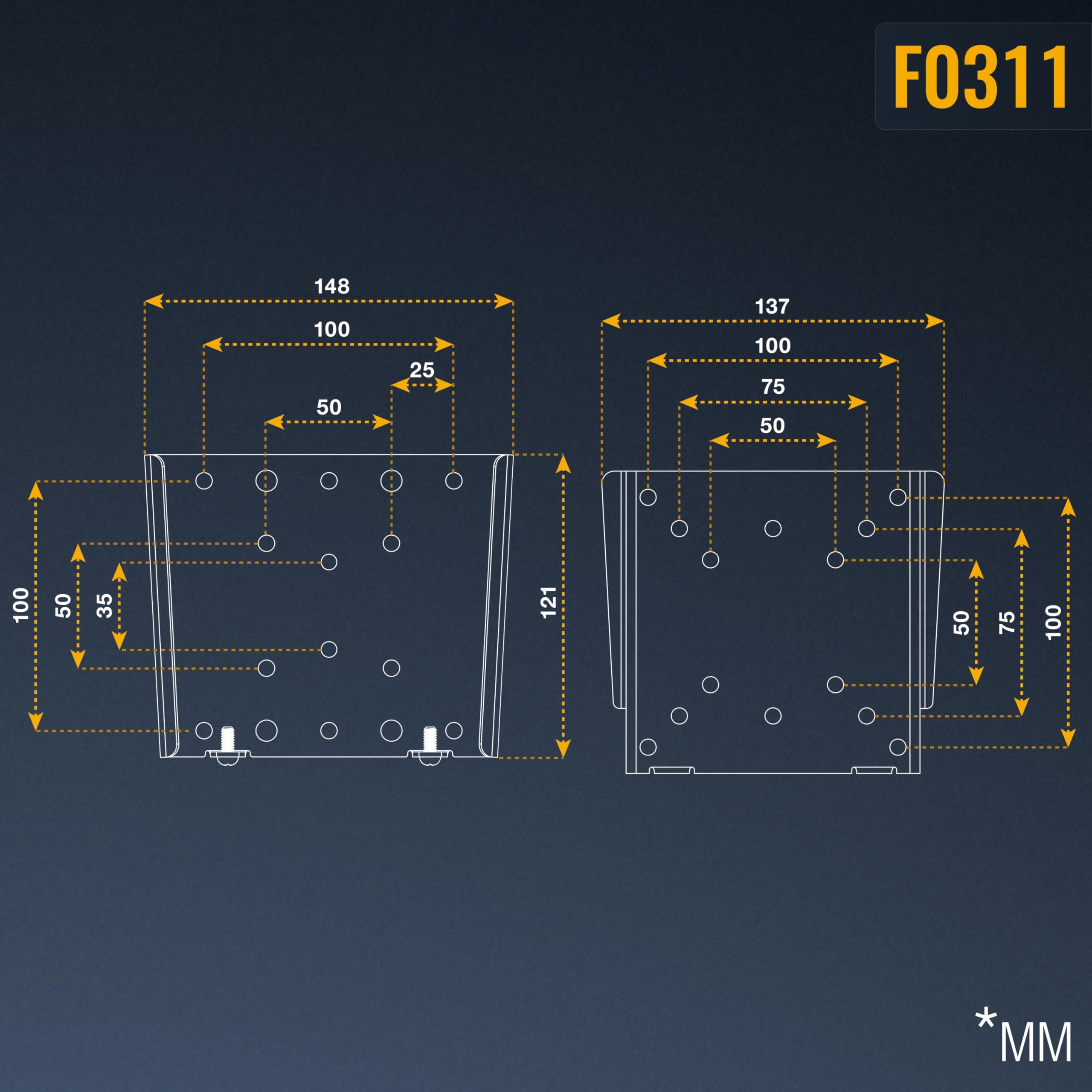 RICOO F0311 Support Mural Écran PC TV 13 17 19 22 24 27 28 32 34 Pouces Fixe Plat Ultra Slim Universel Fixation Murale TV QLED OLED LED LCD VESA 50x50 75x75 100x100