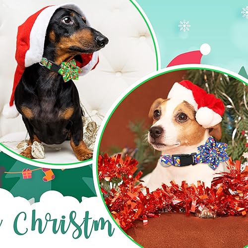 Miniatura 4 de 6 collares de Navidad para perro con flor, collar de Navidad para perro con hebilla de plástico floral extraíble, collares de Navidad ajustables
