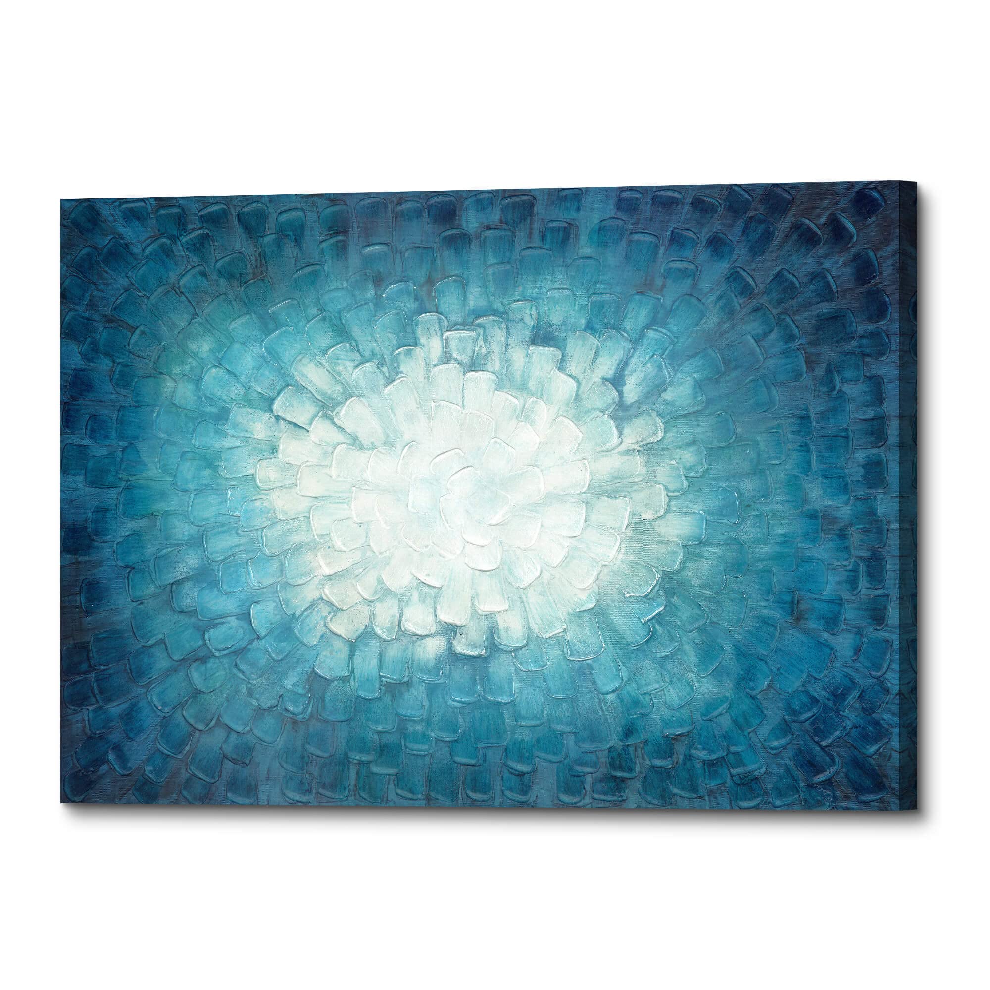 Photo 1 of Abstract Blue Painting Wall Art: 3D Teal 45''x30''-Heavy Texture
