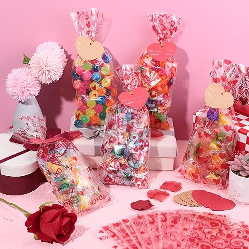 Miniatura 4 de Skyygemm 200 bolsas de celofán para el día de San Valentín, 8 estilos, bolsas transparentes para dulces de violonchelo, bolsas de regalo de San