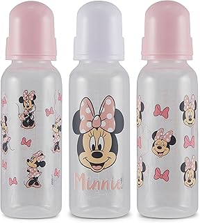 Baby Bottles 9 oz for Boys and Girls| 3 Pack of Disney Minnie Bows and Winks Infant Bottles for Newborns and All Babies | BPA-Free Plastic Baby Bottle for Baby Shower