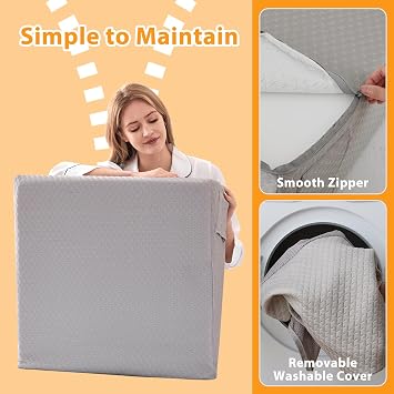 Ruqmuis Wedge Pillow for Sleeping, 7.5 Bed Wedge Pillow for Headboard, Triangle Incline Wedges for Acid Reflux, Pillow Wedge for Back Pain Relief, Elevated Leg Pillows After Surgery, Snoring, Grey