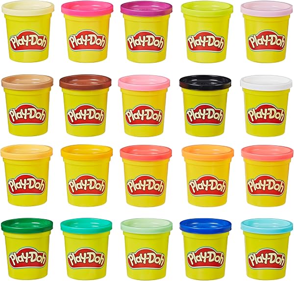Marca: Play-Doh Play-Doh Pack de 20 Botes de Plastilina No Tóxica, Surtido de Colores, Manualidades y Actividades Creativas, Niños y Niñas de 2 Años o Más in use