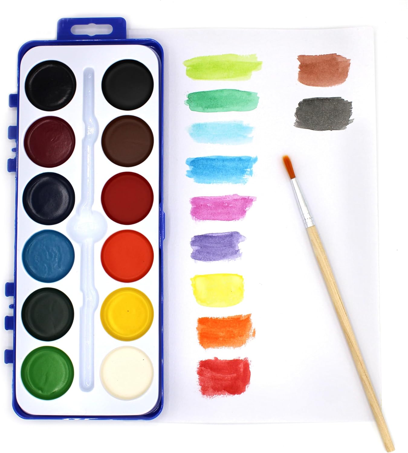 Color Swell Watercolor Paint Pack with Wood Brushes and Super Tip Bulk Markers - Classroom & Home Art Set