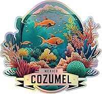 Vista 1 de Cozumel - Vinilo adhesivo holográfico de recuerdo de México, 3 pulgadas, diseño A