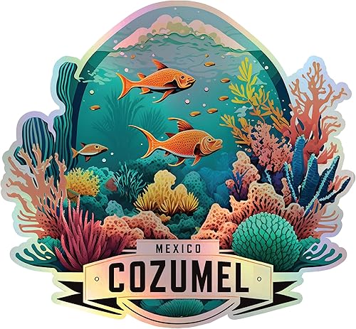 Cozumel - Vinilo adhesivo holográfico de recuerdo de México, 3 pulgadas, diseño A