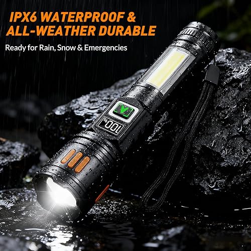 Miniatura 7 de AYL Rechargeable Flashlights 2 Pack, Super Bright High Lumens Flash Light, 6 Modes Zoomable Linternas with LCD Display, High Powered Handheld LED