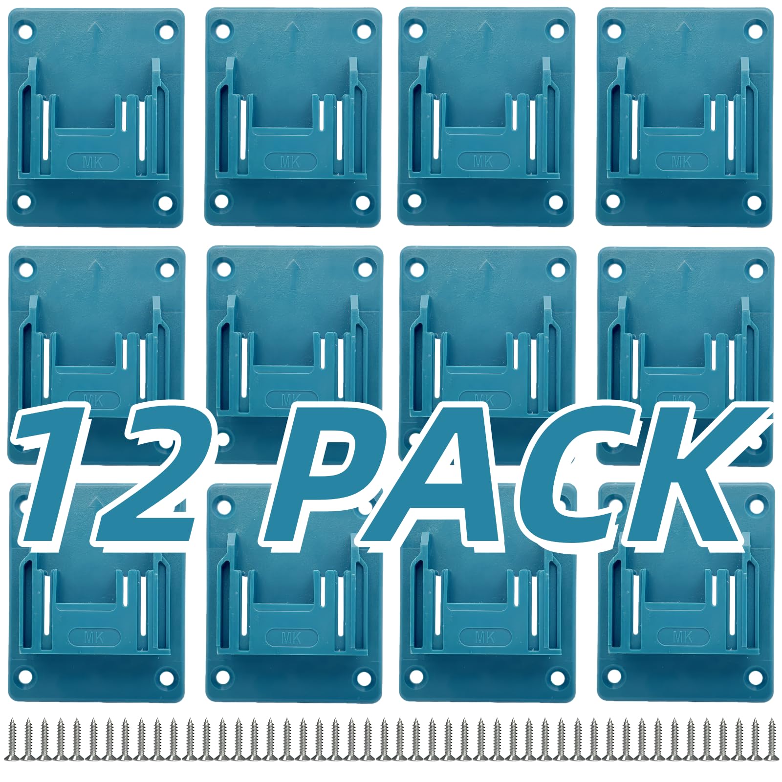 12 Packs Wall Mount Tool Holder Compatible with Makita 18V 14.4V Drill Tools and Power Multitool, Machine Holder Tool Storage, Hanger for Drill Tools with Screws (Blue) — image 1