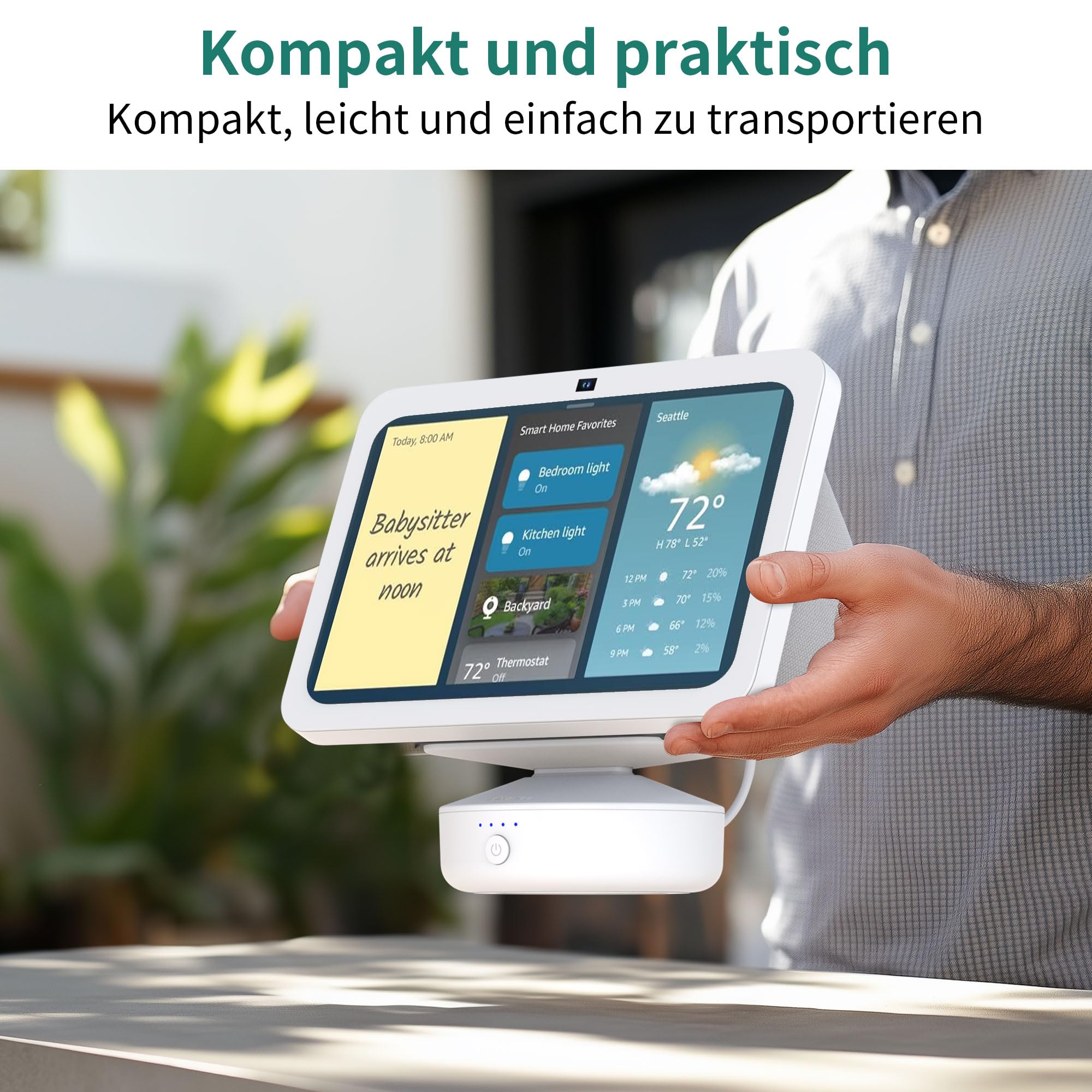 PlusAcc Akku für Sh○w 8 (3. Generation) - 10000 mAh tragbarer Batterie, einstellbare Akkustation mit USB-C Ausgangsanschluss kompatibel mit iPhone, LG Smartphone & Sh○w 8 3. Gen(Weiß)
