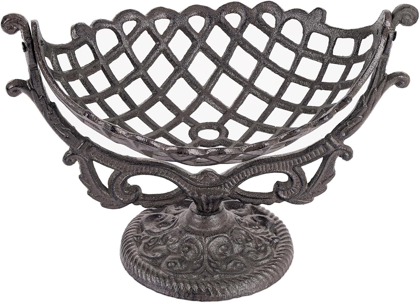 Sungmor Vintage Cast Iron Fruit Basket Bowl – Rustic Decorative Countertop Fruit Holder, Heavy-Duty Metal Kitchen Organizer, Antique Farmhouse Table Centerpiece, Black