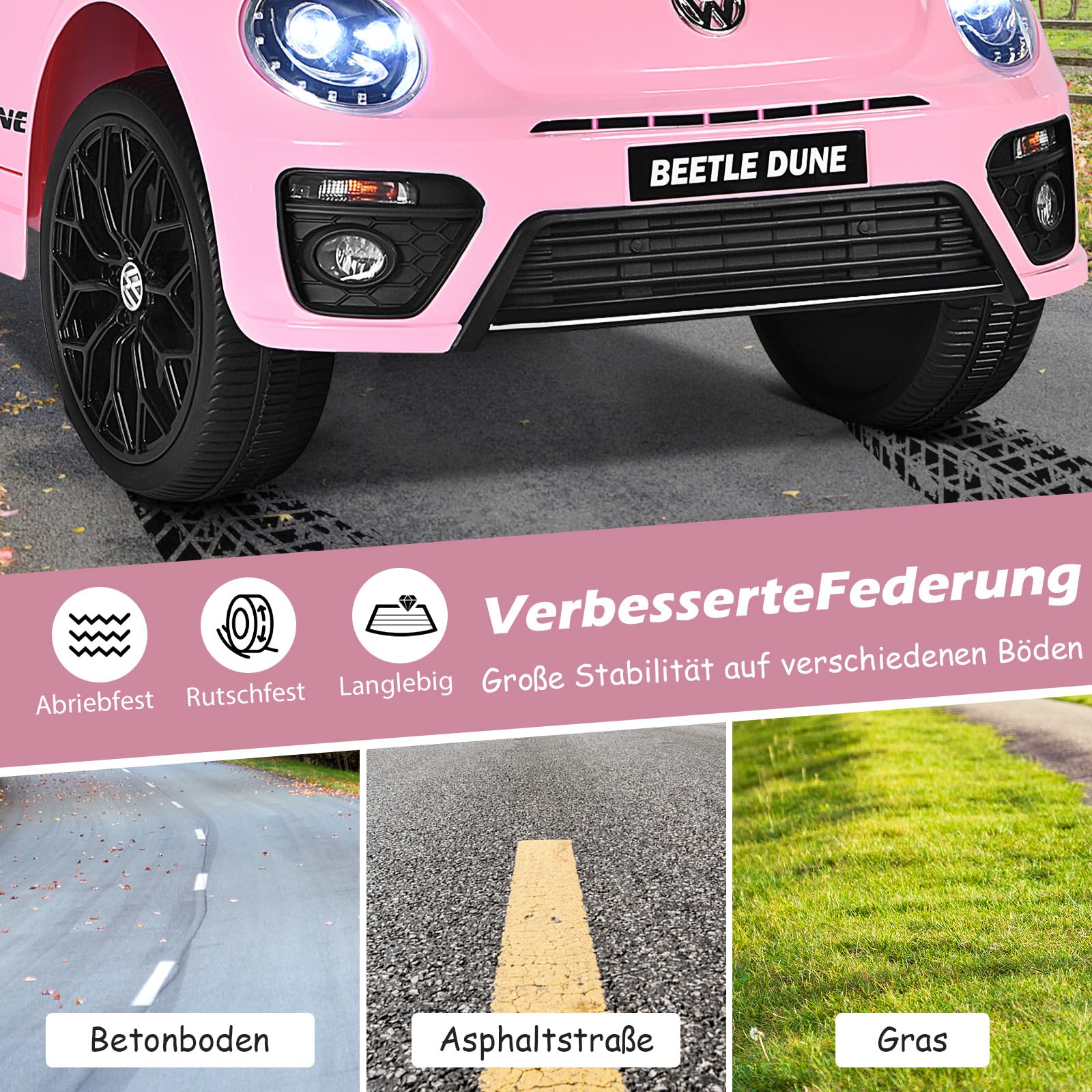 GOPLUS Kinder Elektroauto mit 2,4 G Fernbedienung, 12V Kinderauto mit Musik, Hupe, stoßdämpfenden Rädern & Scheinwerfer, Kinderfahrzeug mit 2 Türen zum Öffnen, bis 5 km/h, für Kinder 3-8 Jahre (Rosa)