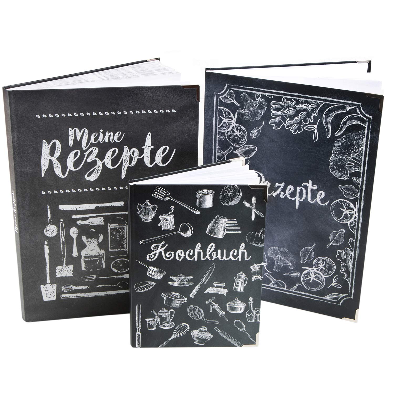 Logbuch-Verlag Set di ricette in formato DIN A4 + A5-3, libri da cucina da scrivere fai da te, set regalo libri come regalo cucina e cuochi amatoriali