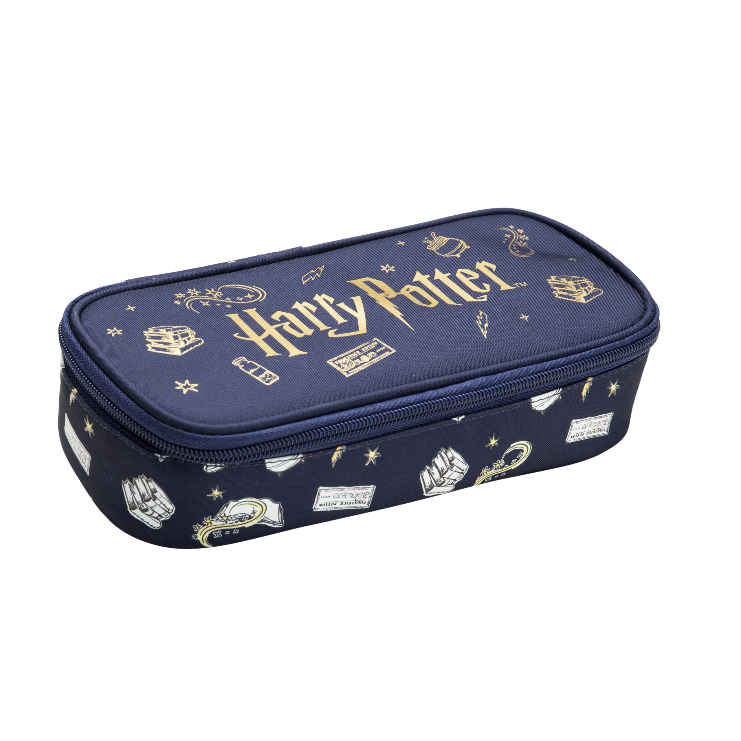 Undercover Harry Potter Pencil Case Navy Blue Gold 22.5 x 12 x 7 cm School Office Pencil Case