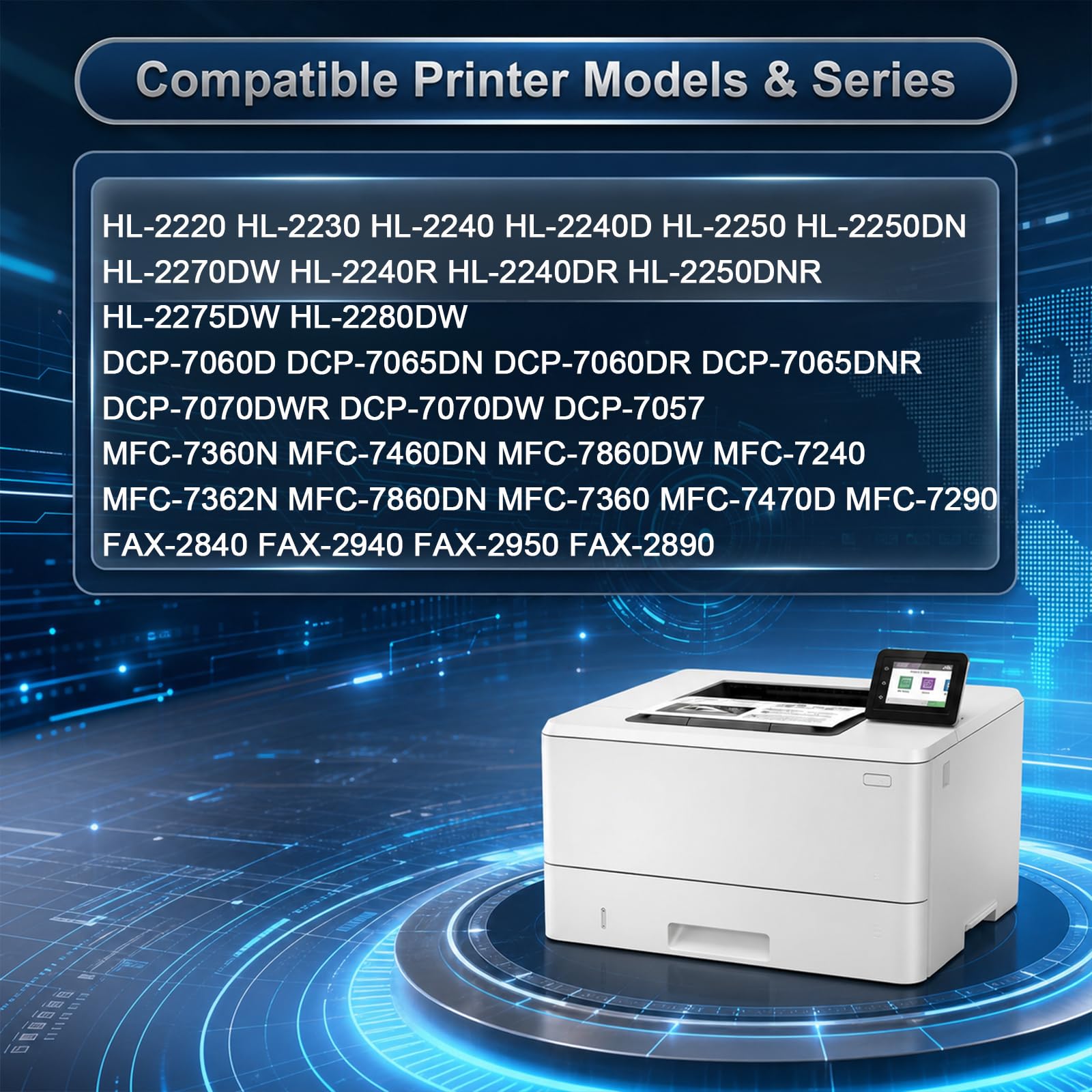 Unità Tamburo DR2220 Compatibile per Brother DR 2220 TN2220 Alta Capacità 12000 Pagine per Stampanti HL-2130 2240 2240D 2250DN 2270DW 7360N 7055 7055W 7060D 7070DW MFC-7360N FAX-2840,Black-4pack