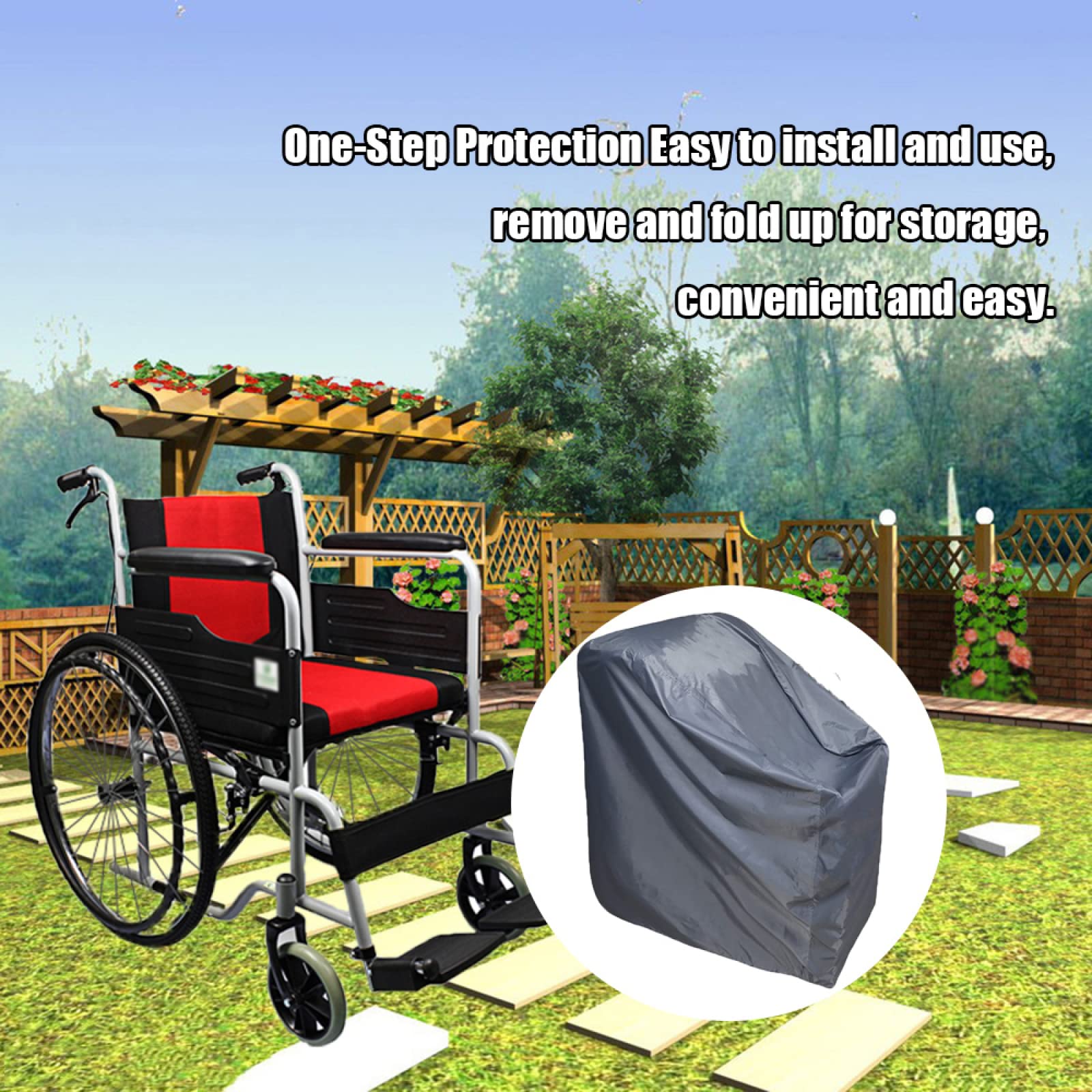 Funda Impermeable para Silla De Ruedas, Funda para Lluvia De Tela Oxford Gris 210d para Silla De Ruedas Funda para Silla De Ruedas, Funda para Lluvia, Duradera