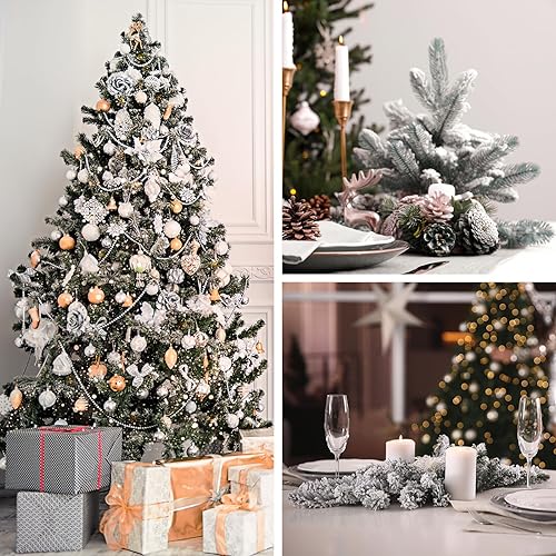 Miniatura 3 de Paquete de 60 agujas de pino artificiales nevadas de Navidad, ramas de pino artificial de 10.6 pulgadas, ramas de pino falso, ramas de vegetación,