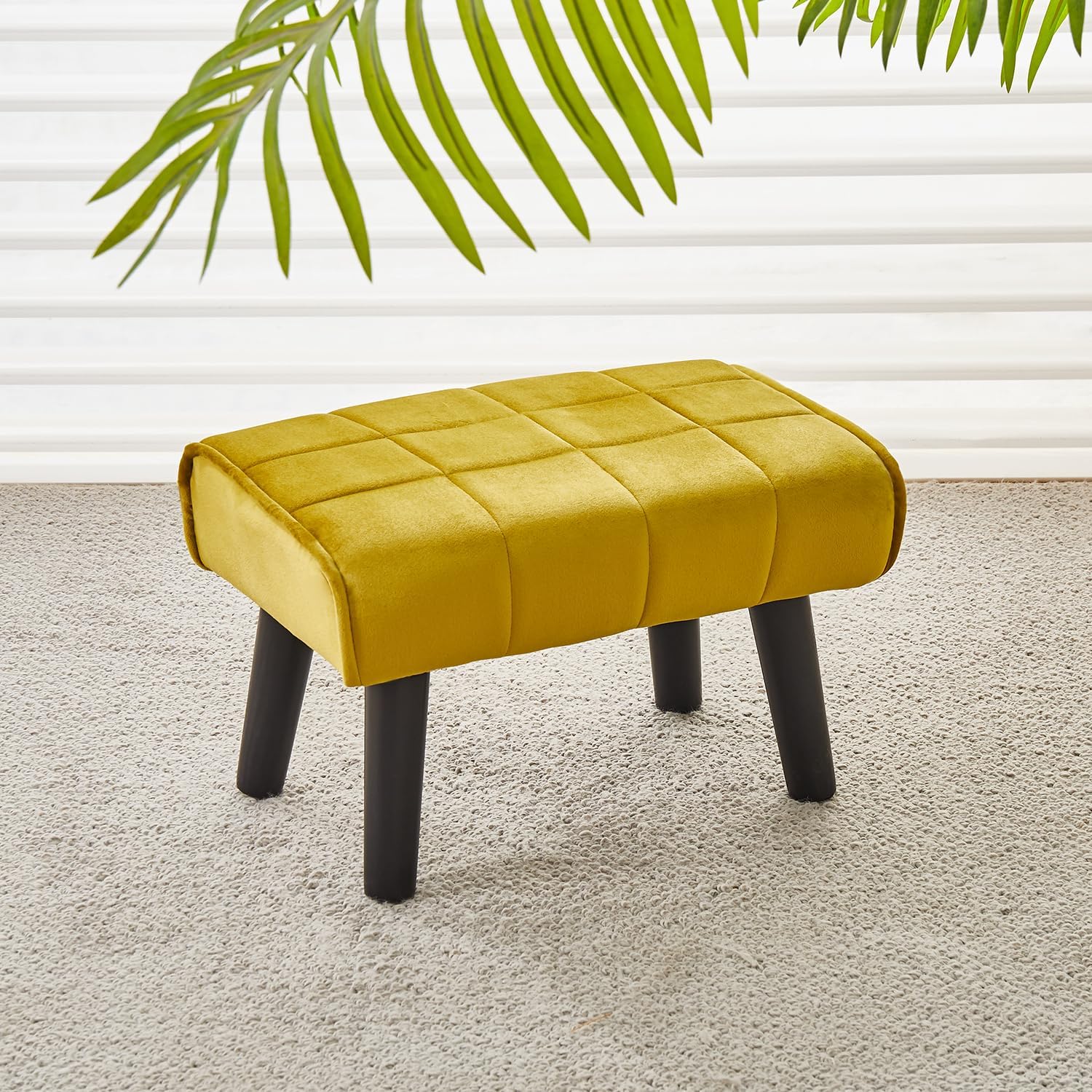 Cpintltr Foot Stool Ottoman Modern Accent Step Stool Seat with Solid Wood Legs