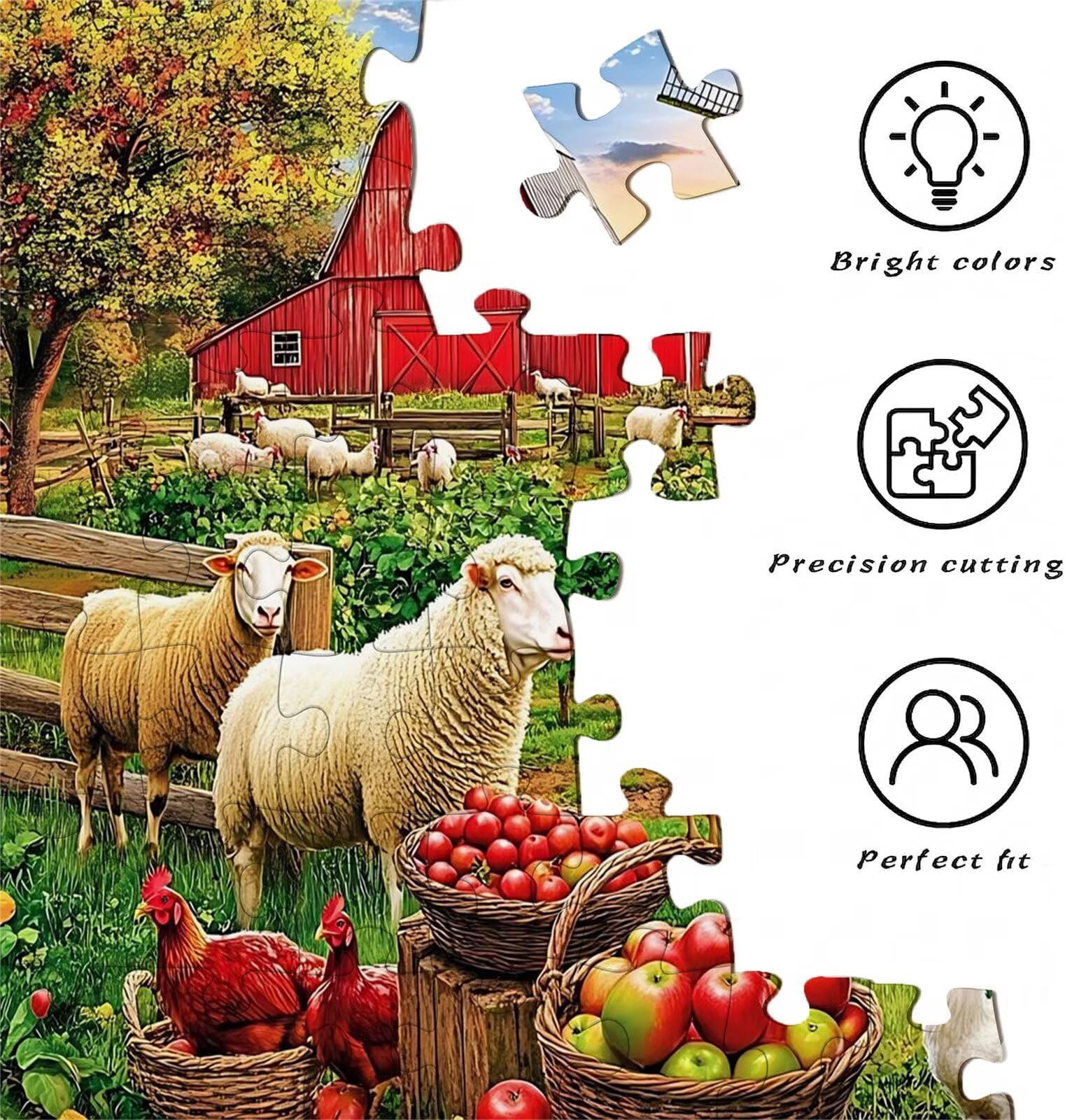 Puzzle 2000 Teile, Holzpuzzle Erwachsene - Impossible Puzzle 99.5 x 70.5 cm niffliges Denkspiel & Denksport für Frauen & Männer, Familienspiel, Home Dekor, Geschenk für Frauen Bauernhof Tier w0-664