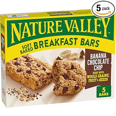 Nature Valley Soft Baked Breakfast Bars, Banana Chocolate Chip, Morning Snacks, 5 Bars, 8.85 oz