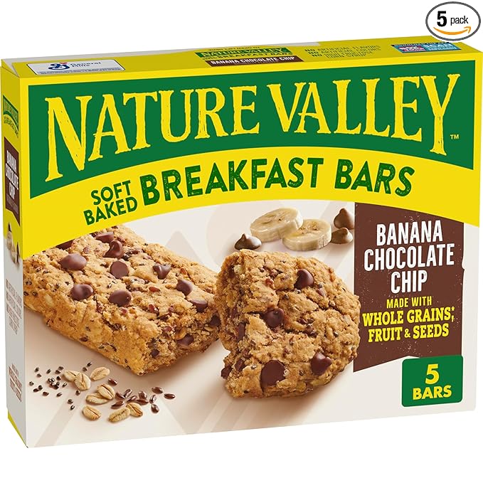 Nature Valley Soft Baked Breakfast Bars, Banana Chocolate Chip, Morning Snacks, 5 Bars, 8.85 oz