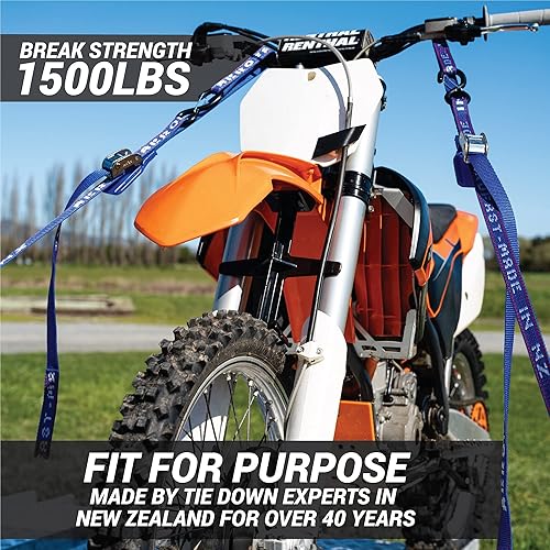 Miniatura 2 de Correas de amarre resistentes para motocicleta, correas de hebilla de leva de 1 pulgada x 8 pies con bucles suaves y ganchos de seguridad, asegura