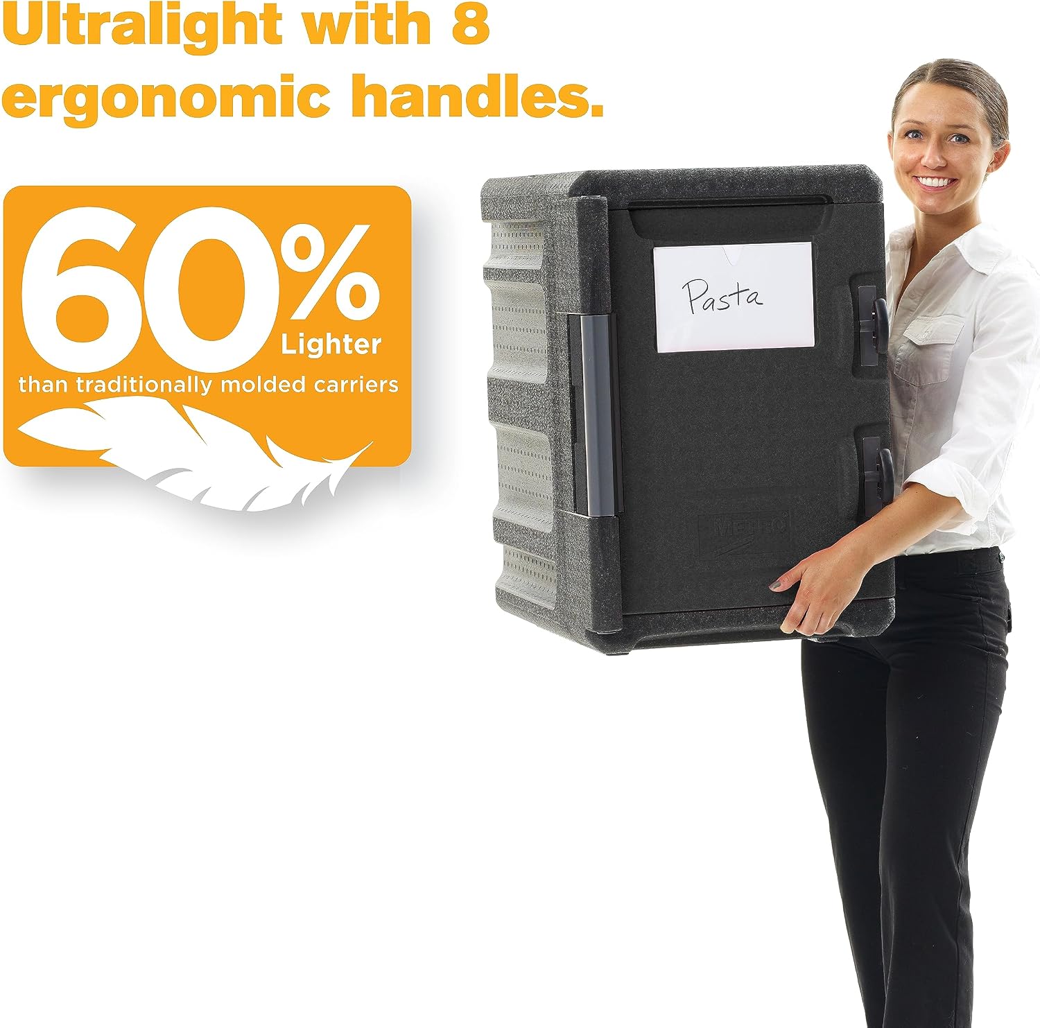 METRO Mightylite ML400-BL Front-Loading Insulated Pan Carrier - Professional-Grade Multipurpose Food Carrier and Catering Food Warmer - 60 qt or 6 Pan Capacity - Black image 2