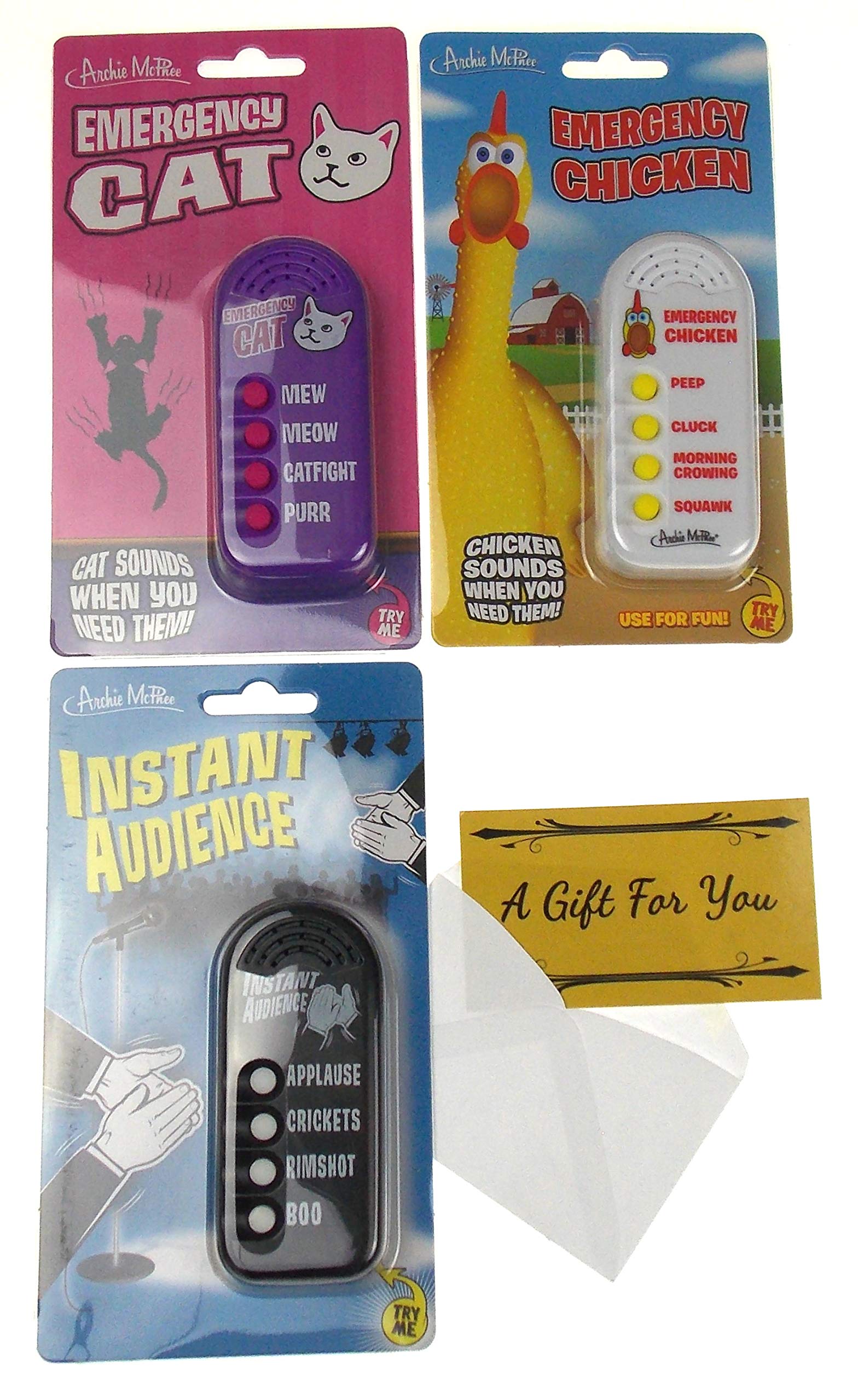 Novelty Sound Effects Bundle - Instant Audience, Emergency Cat & Emergency Chicken