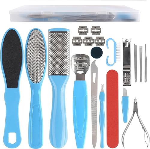 Happy Will - Set de pedicura profesional, lima de acero inoxidable, escofina, lima para callos y más para mujeres hombres hogar, de viaje Happy Will - Set de pedicura profesional, lima de acero inoxidable, escofina, lima para callos y más para mujeres hombres hogar, de viaje