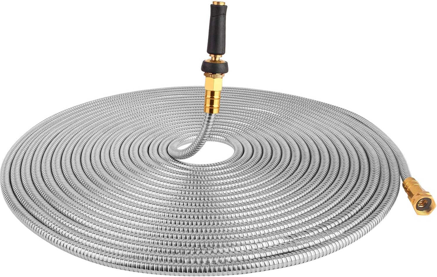 75FT 304 Stainless Steel Metal Garden Hose - Heavy Duty Water Hose, Outdoor Yard, Lightweight - Guaranteed Flexible & Never Kink