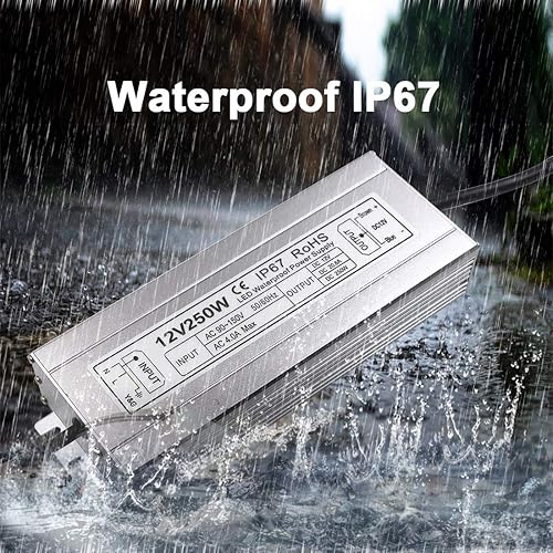 Miniatura 3 de Fuente de alimentación LED 250W High-powerTransformer impermeable IP67 12V DC adaptador de controlador para uso al aire libre