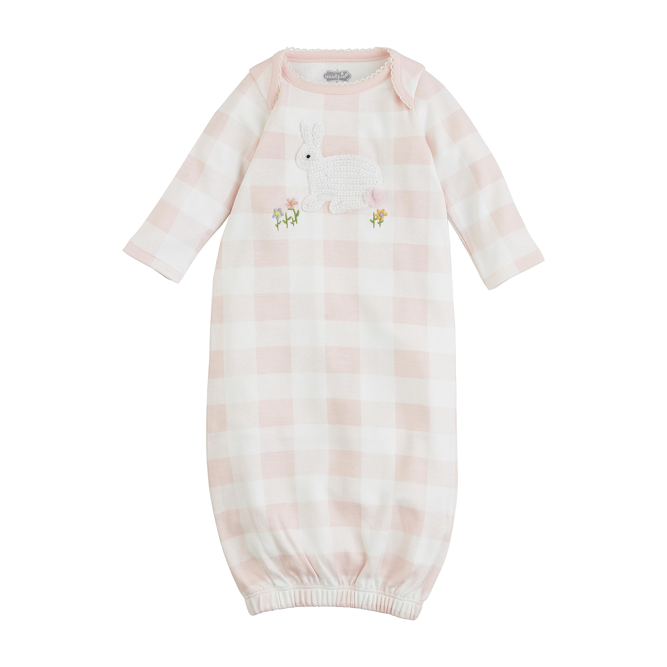 Mud Pie baby-girls Mud Pie Check Crochet Bunny Gown