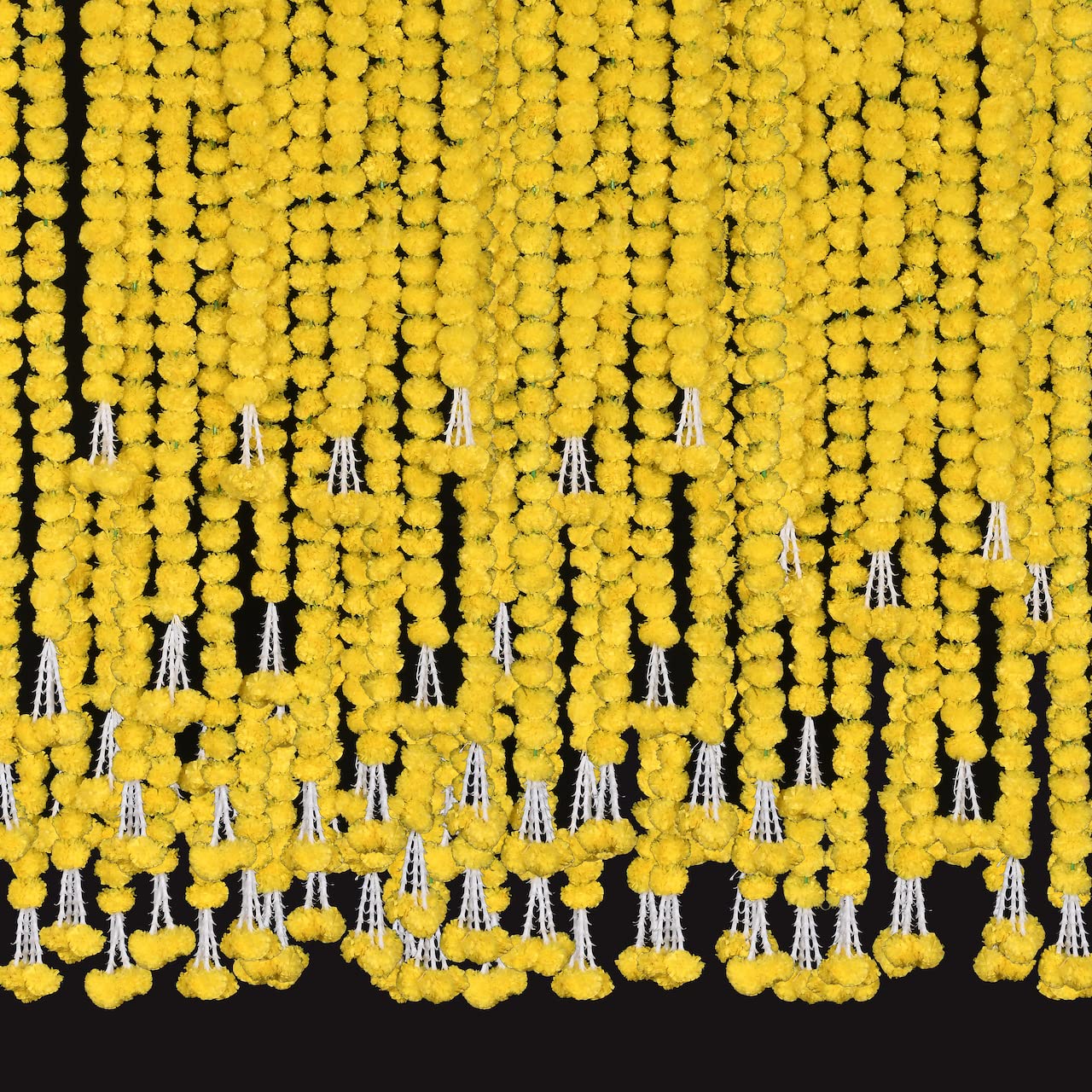 5 feet Marigold Garland |Indian/American Wedding Party Mantle Decoration, Faux Garlands Wedding Garland, Diwali Decoration, Spring Bush Floral! (Lemon Yellow, 5)