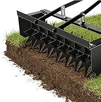 38-Inch Tow-Behind Spike Aerator with 64 Steel Tines & 300lbs Weight Tray - Galvanized Steel Lawn Tractor Aerator for Farms