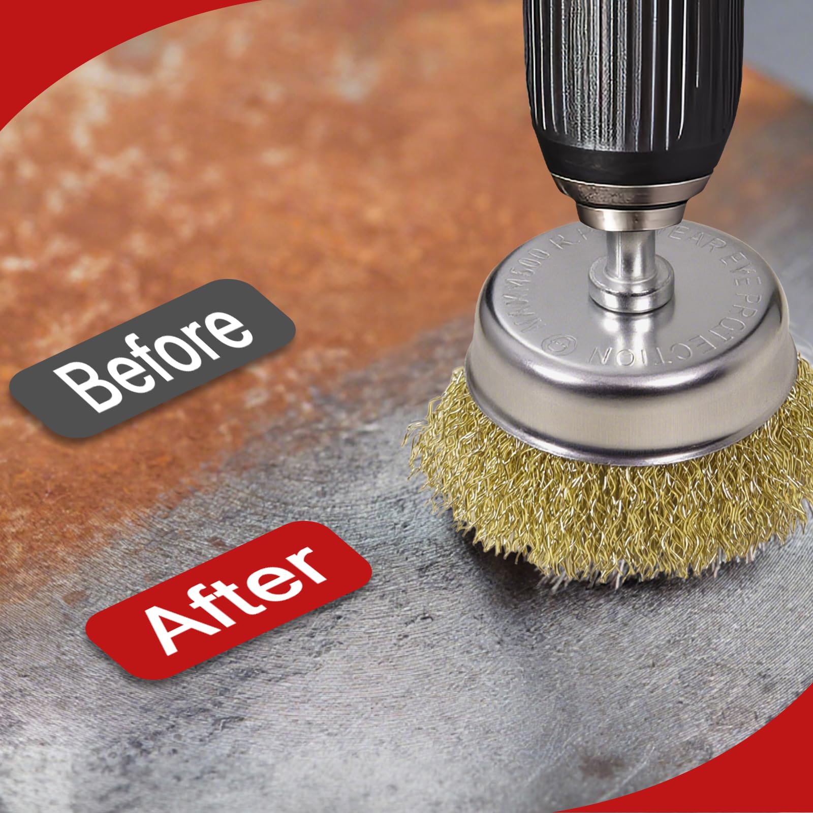 Spazzola per la pulizia del filo di ottone per trapano, filo di acciaio al carbonio abrasivo rivestito in ottone con setole morbide, fusto da 1/4" per rimozione del metallo, ruggine e colore
