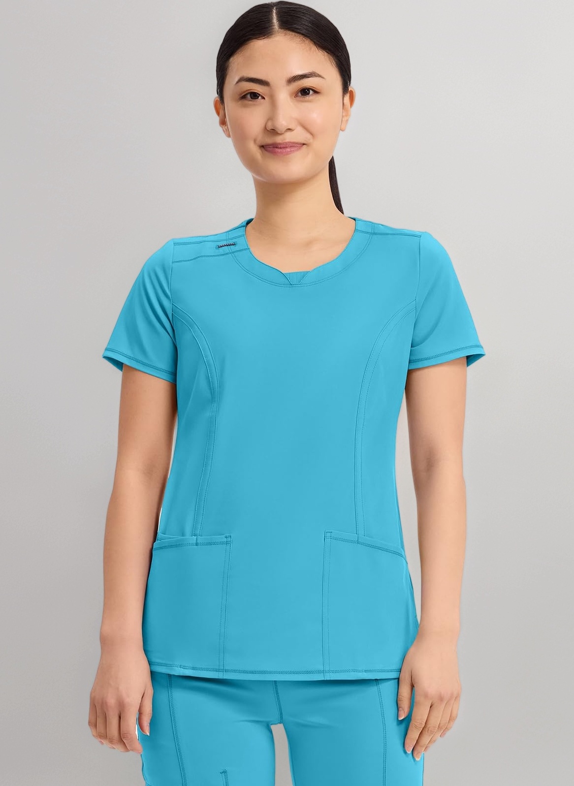 Cherokee Infinity Scrubs for Women Round Neck Scrub Top with 3 Pockets & 360° Stretch-2624A