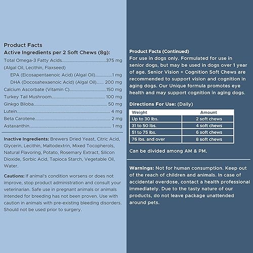 Miniatura 9 de Senior Dog Vision and Cognición Masticables - 60 masticables suaves para el cuidado de los ojos del perro y la memoria - Multivitamínico 7 en 1 con