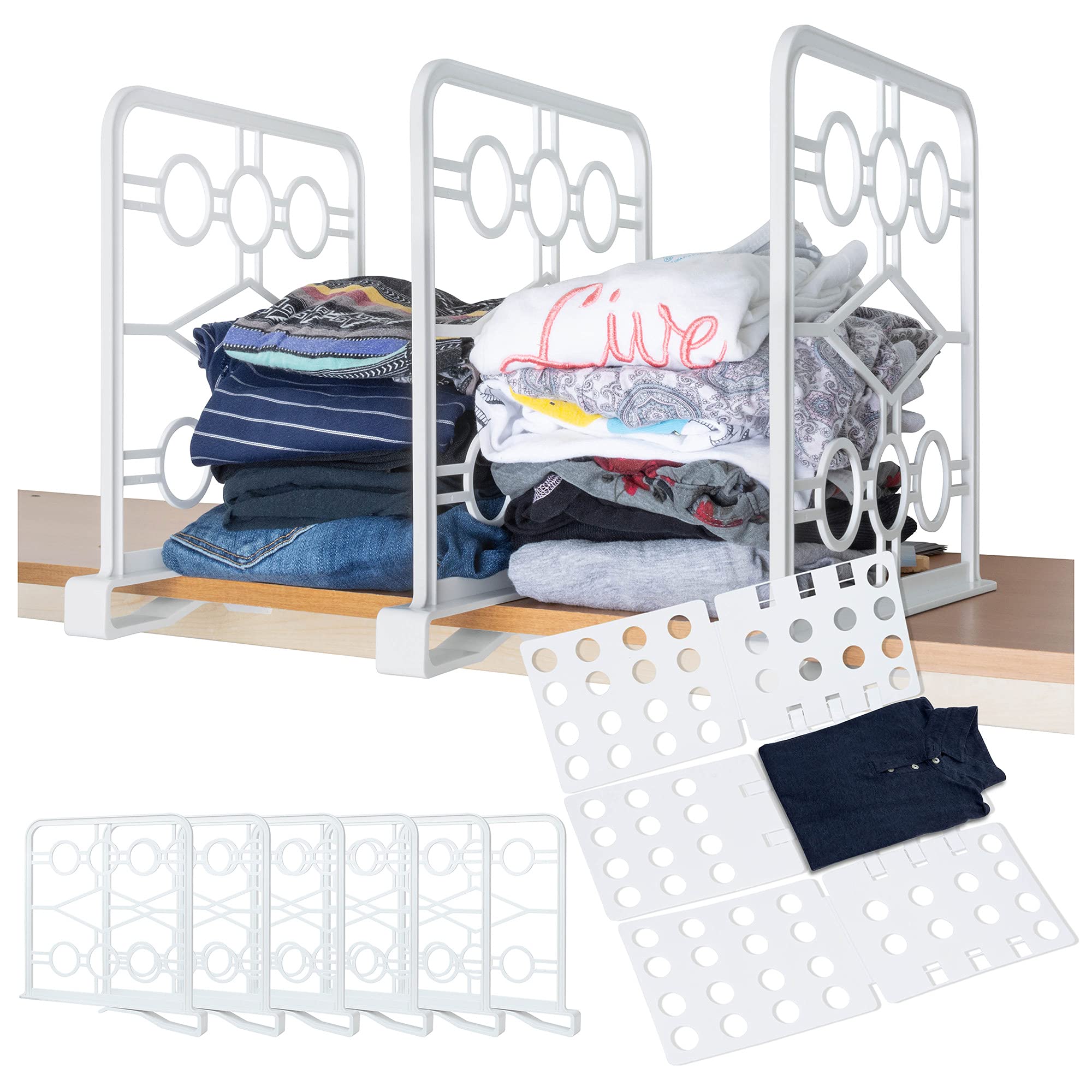Buy EZICOZI Set of 6 Shelf Dividers with T Shirt Folder Board White