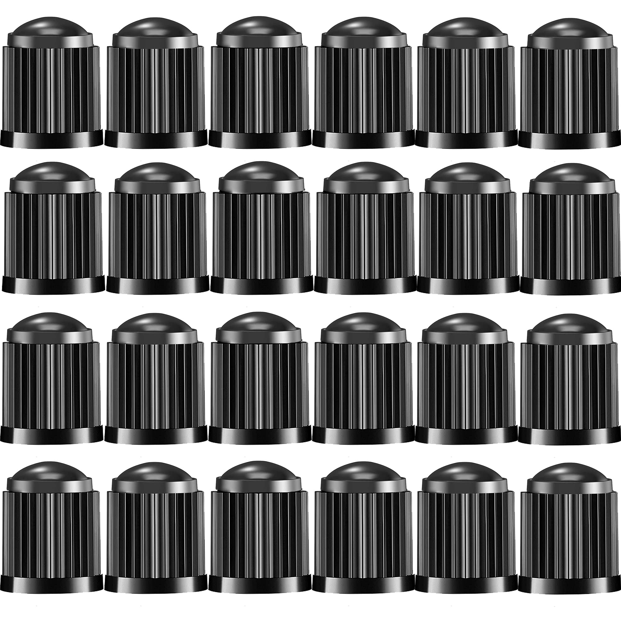 50pcs Tyre Valve Caps with Seals - Plastic Dust Caps for Cars, Bikes, Mountain Bikes, Motorbikes, Trolleys - Black