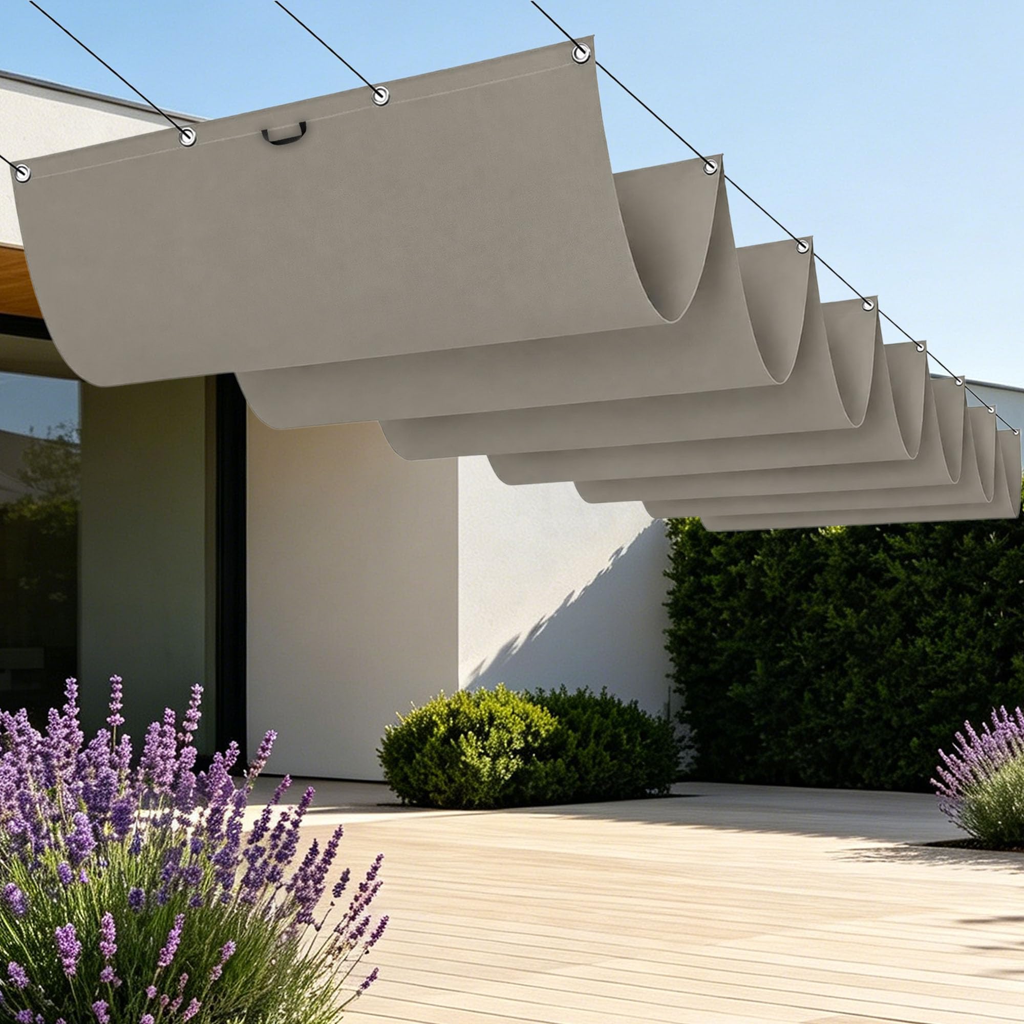 Voiles d'ombrage 250x220 cm rétractable imperméable pour balcon taupe