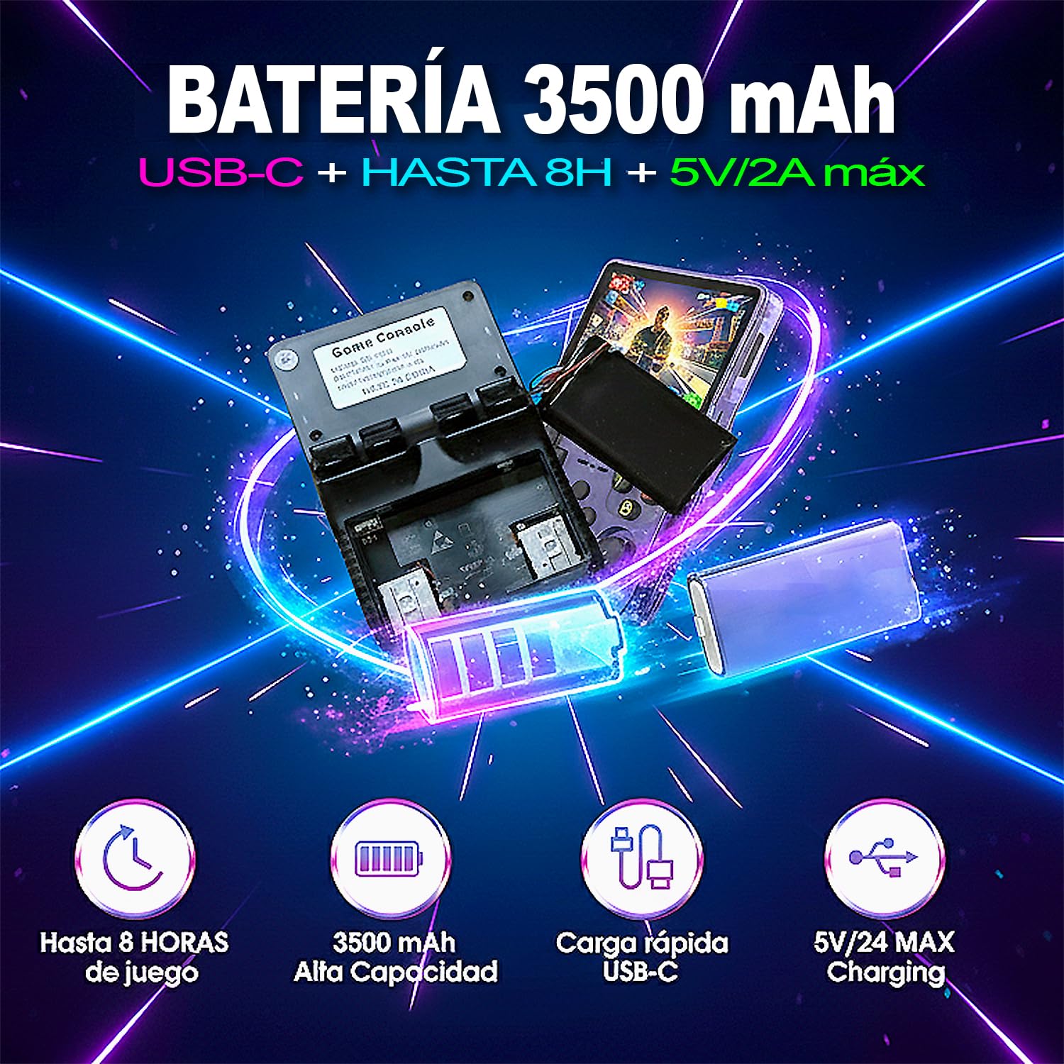 SVP Game R36S - Consola Retro Portátil con Estuche y Lector TF-USB, Original 2026, Compatible con 40.000 Juegos, Panel IPS 3.5”, Linux, x2 Ranuras TF, Bat. 3500 mAh (Blanco, 128, GB, Pack Ultra)